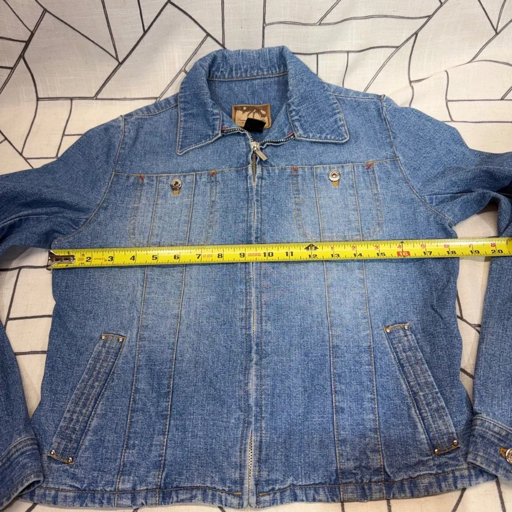 Lauren Jeans Co Ralph Lauren Denim Jacket Petite Small Blue Full Zip Trucker - Picture 7 of 8